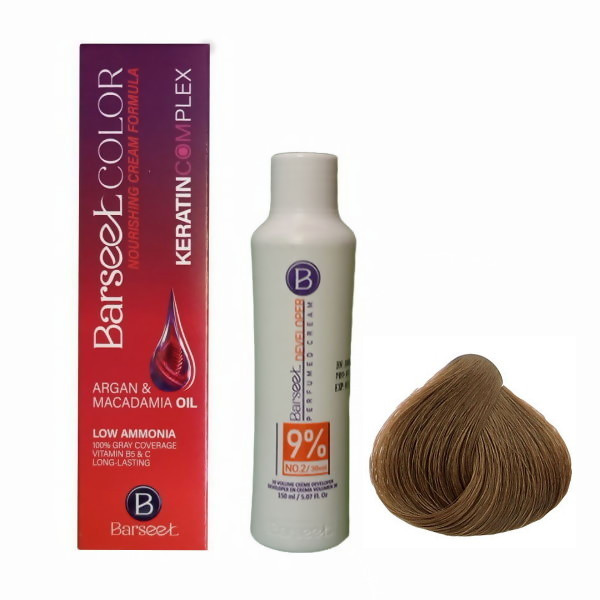 رنگ مو بارسل شماره 7.0 حجم 100 میلی لیتر رنگ بلوند متوسط به همراه اکسیدان بارسل کد 01 نه درصدی حجم 150 میلی لیتر