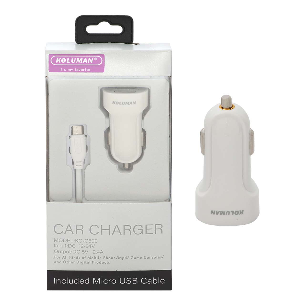 شارژر فندکی Koluman KC-C500  کابل میکرو یو اس بی