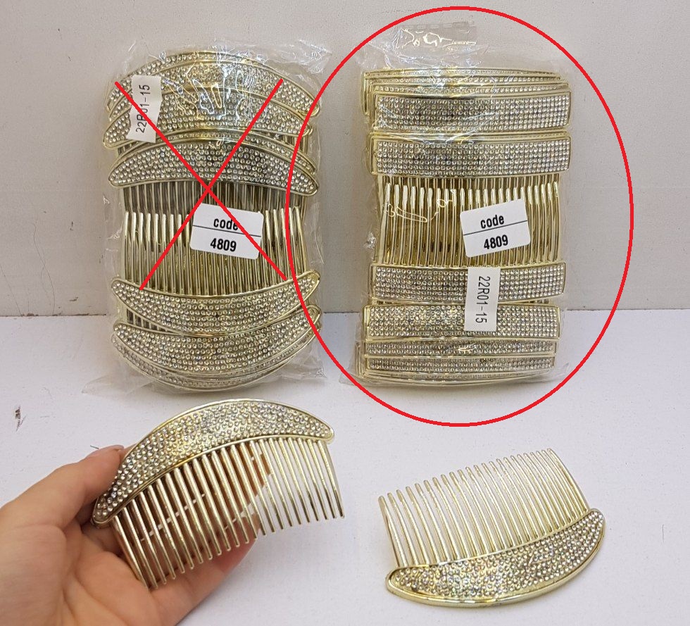 شانه زلفی نگین دار طلایی (پست پیشتاز پس کرایه)