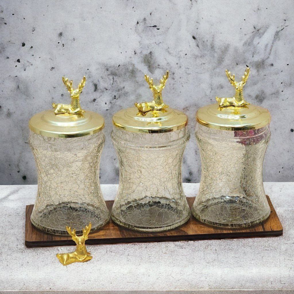 بانکه کمر باریک آبگز مستطیل 3 عددی درب طلایی دلوین (پست پیشتاز پس کرایه)