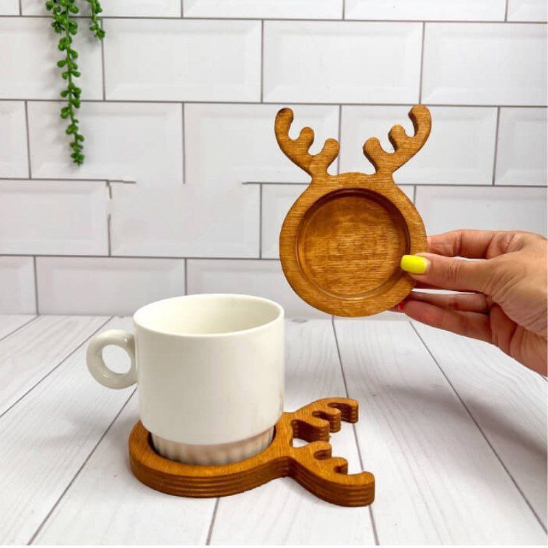 دیجی سیمیا - زیر لیوانی جدید گرد گوزن چوبی (پست پیشتاز پس کرایه)