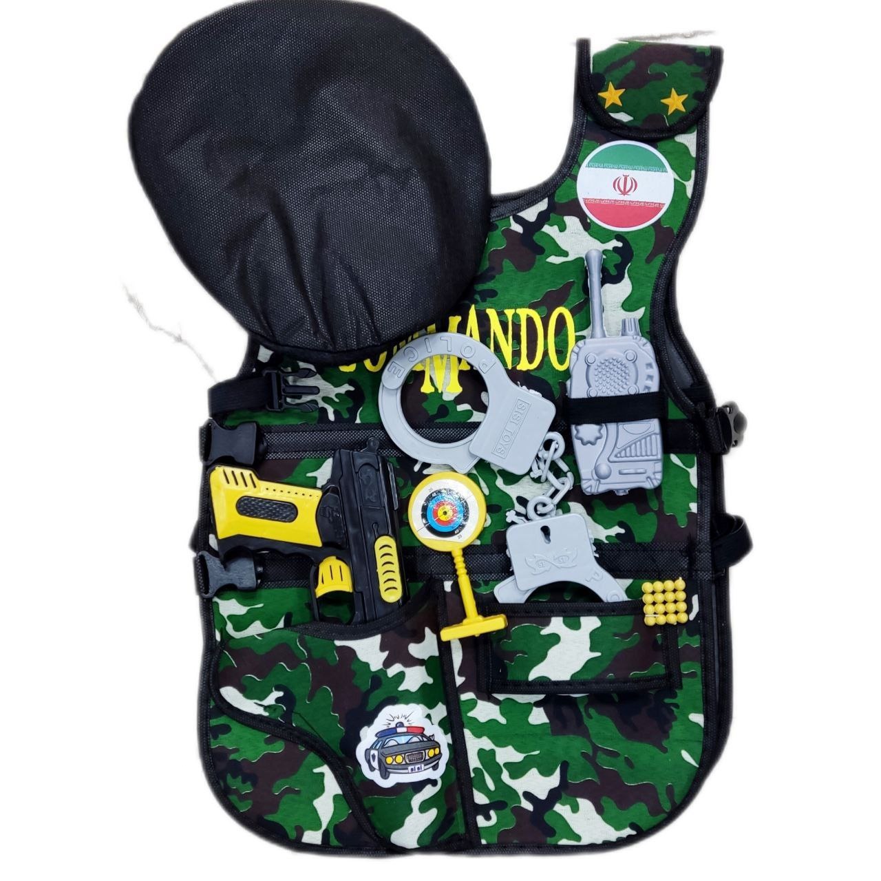 جلیقه کماندو همراه با کلت و دستبند (پست پیشتاز پس کرایه)