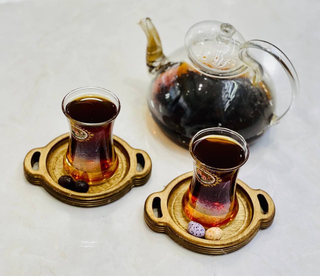 زیر لیوانی دو دسته گرد چوبی (پست پیشتاز پس کرایه)