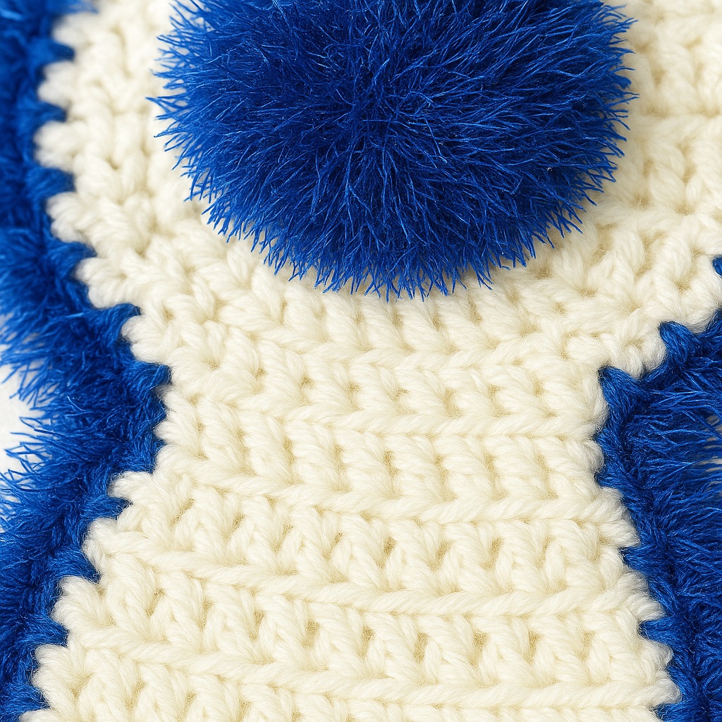 لیف حمام قلاب‌بافی دست‌ساز سفید و آبی طرح آسمان