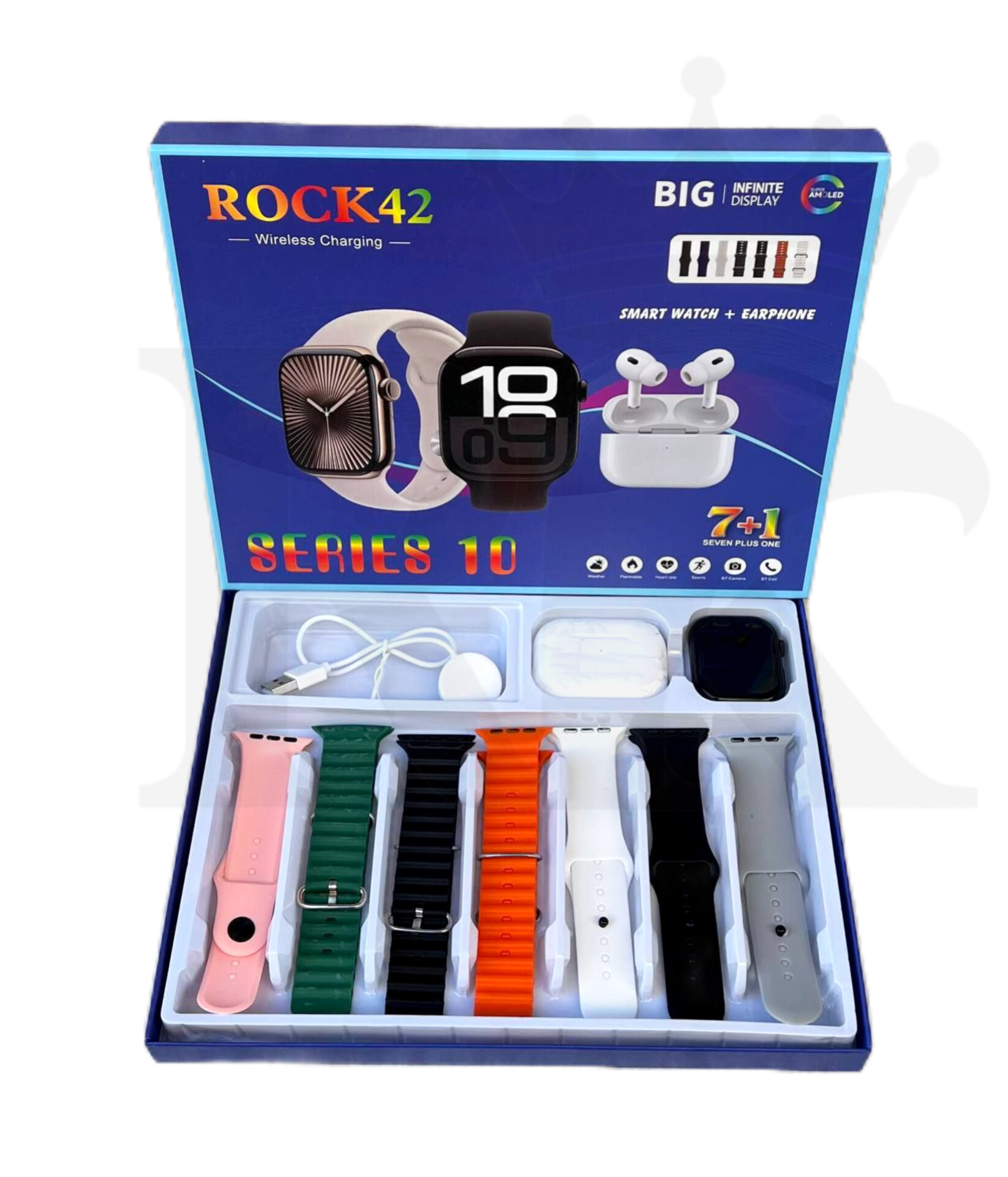 پک ساعت هوشمند و ایرپاد مدل ROCK42 هفت بند ایرپاد دار(اورجینال)