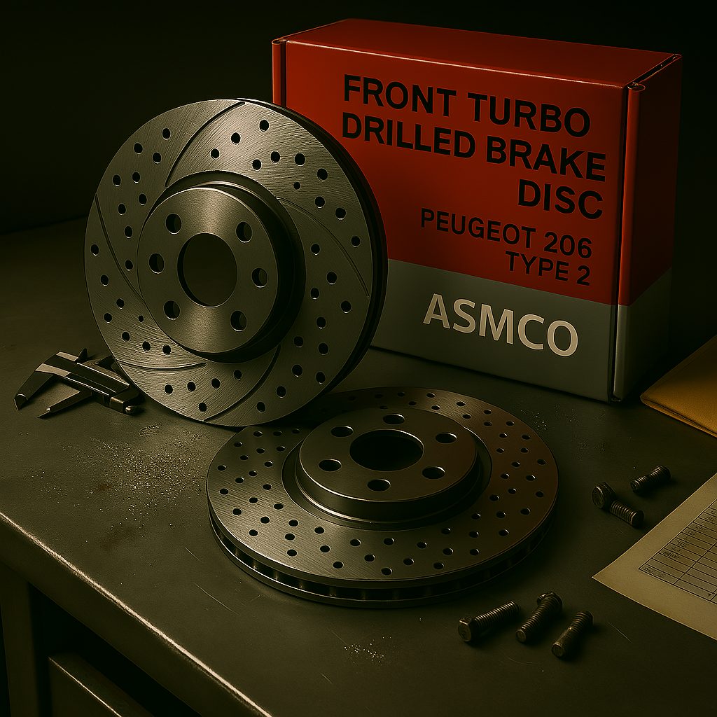 دیسک چرخ ترمز جلو پژو 206 تیپ 2 سوراخدار آسمکو