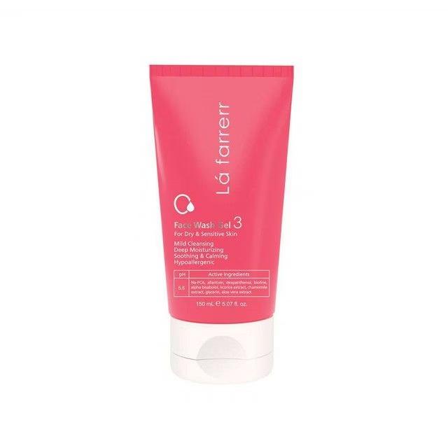 ژل شستشوی صورت لافارر مناسب پوست خشک و حساس کد 3 حجم 150 میلی لیتر