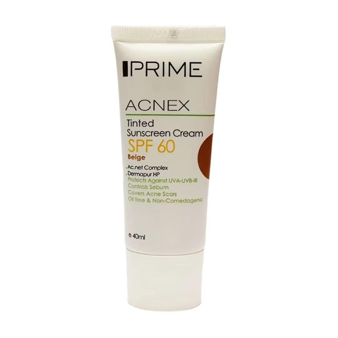 کرم ضد آفتاب Acnex پرایم SPF 60 حجم 40 میلی لیتر - بژ طبیعی