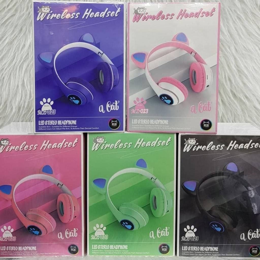 هدست بلوتوثی گربه‌ای MZ-023 – هدفون بی‌سیم فانتزی با نور RGB