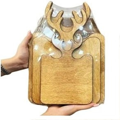 تخته سرو یا سینی چوبی مربع گوزن 3 عددی