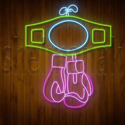 تابلو نئون طرح کمربند قهرمانی بوکس کد 5355 NE