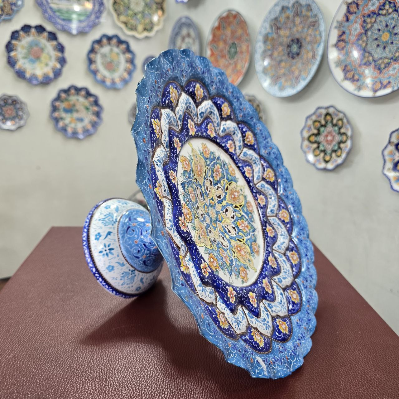 شیرینی خوری میناکاری پایه دار