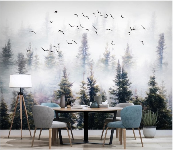 پوستر دیواری لوکس جنگل مه آلود کد l-6048