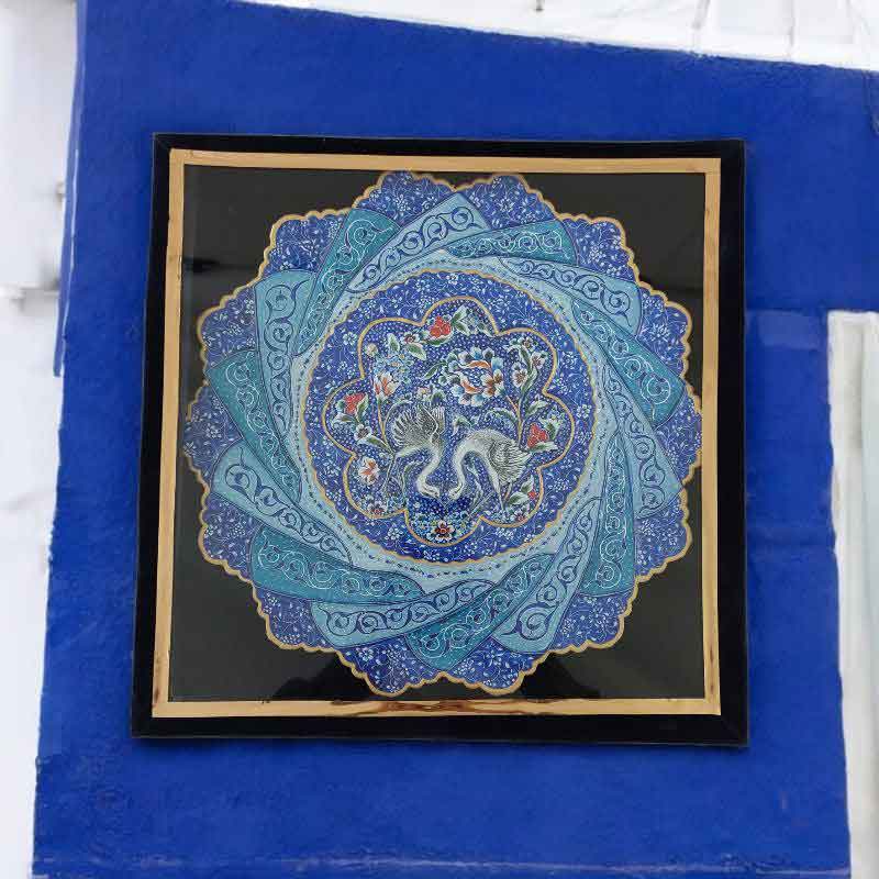 بشقاب میناکاری دیوارکوب 30 سانتی با قاب جیر کد DK711