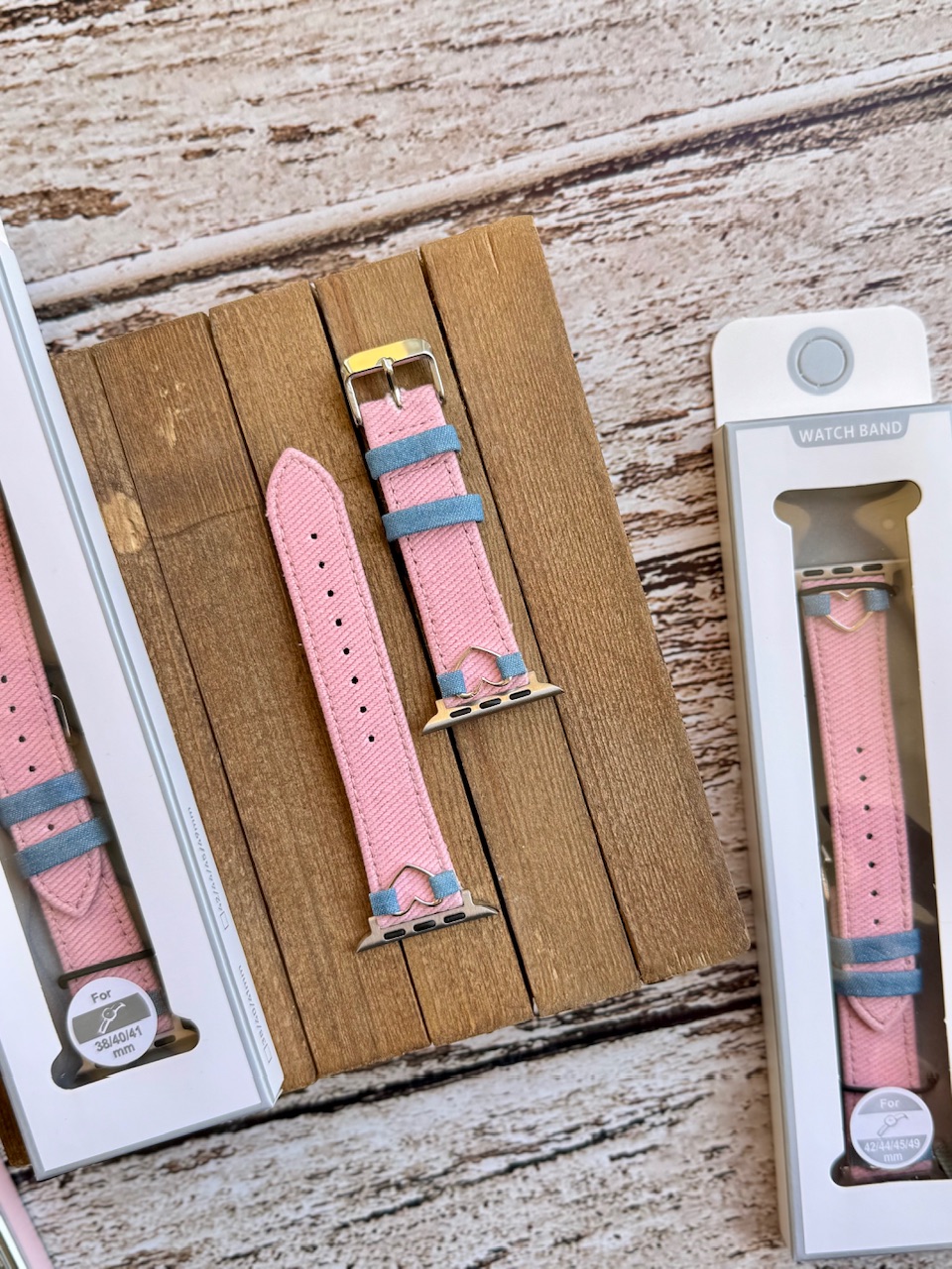 بند اپل واچ کبریتی صورتی قلبی (کدw5064)