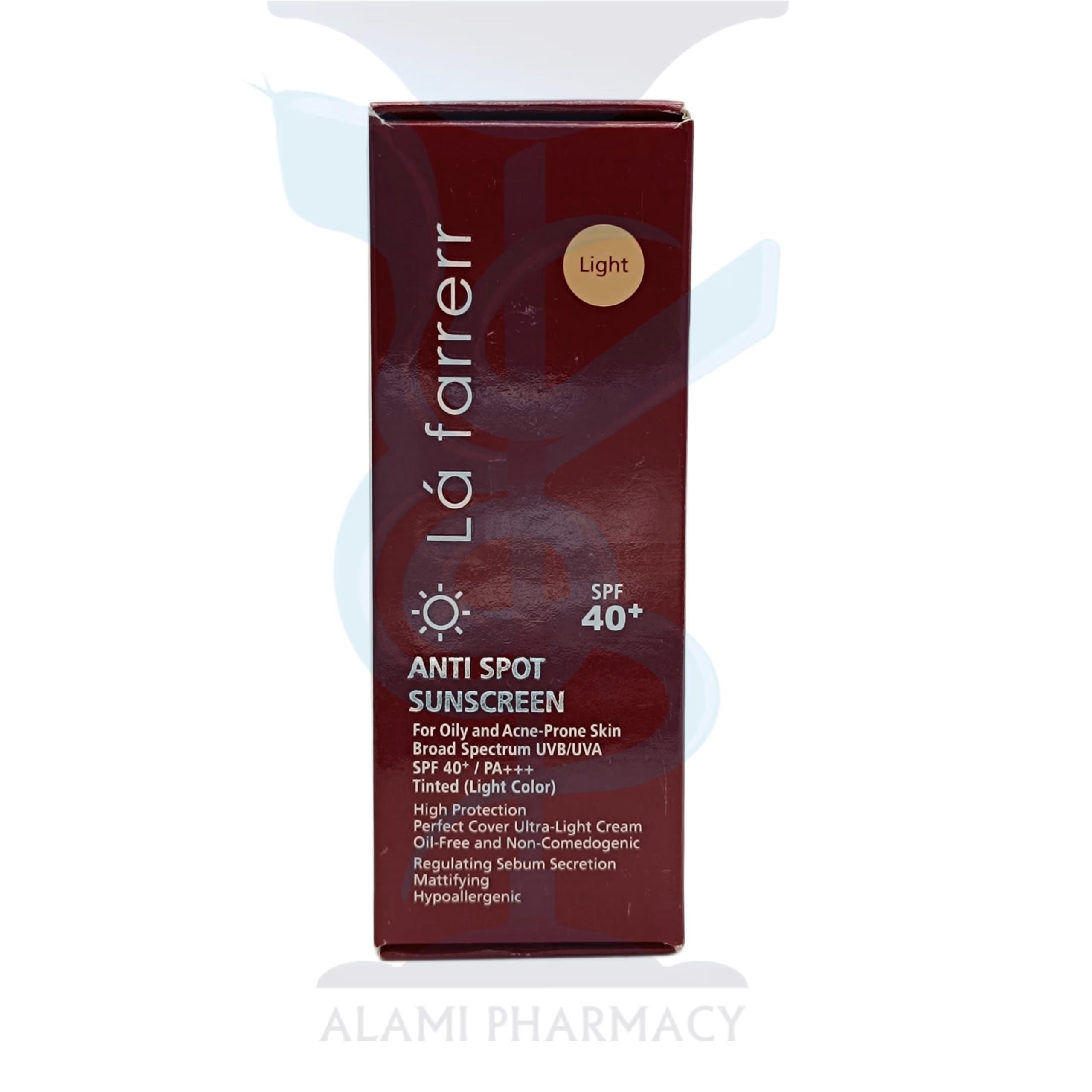 کرم ضدآفتاب و ضدلک فاقد چربی رنگ روشن برای پوست های چرب و مستعد آکنه لافارر SPF40