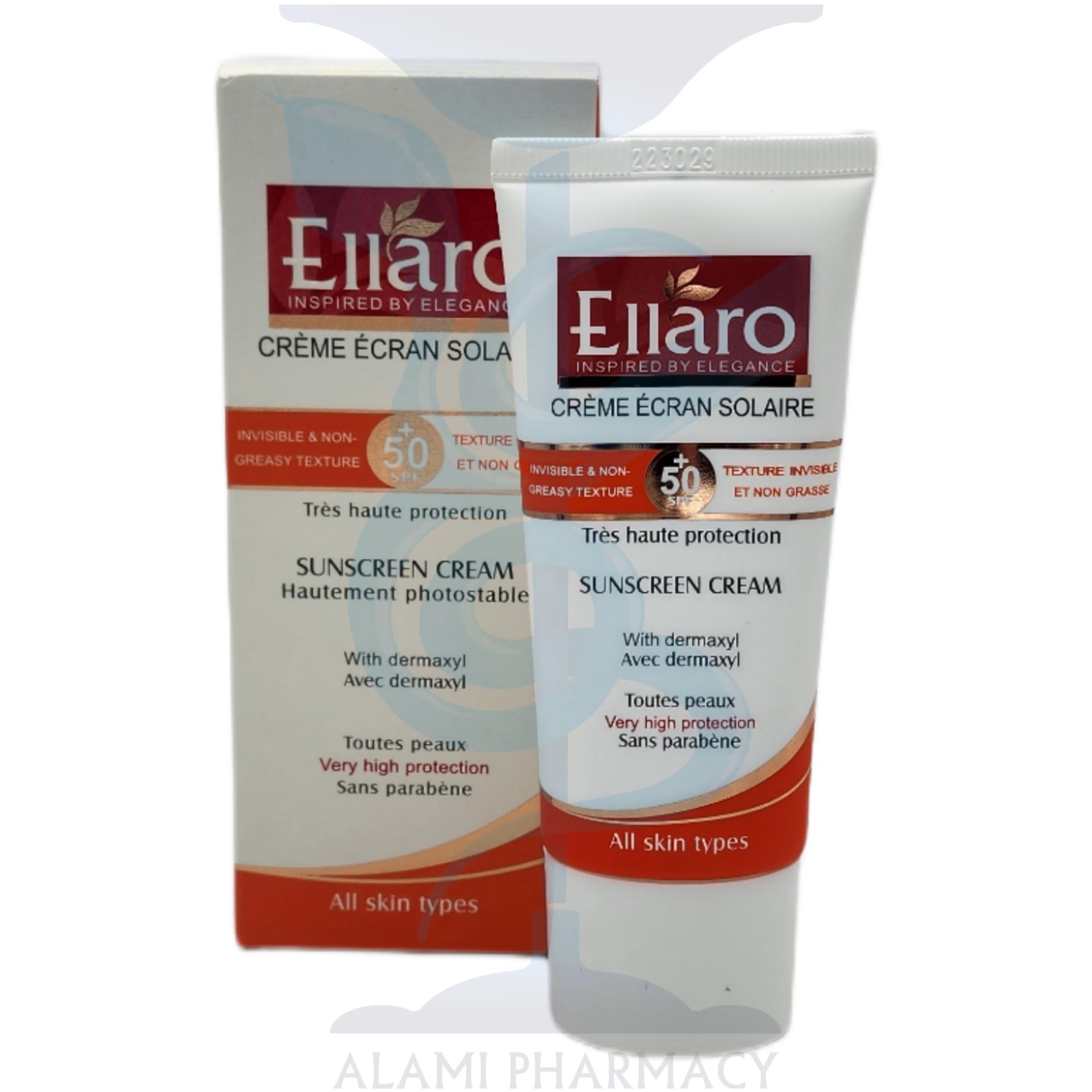 کرم ضد آفتاب مناسب انواع پوست بدون رنگ الارو Spf 50 حجم 50 میل