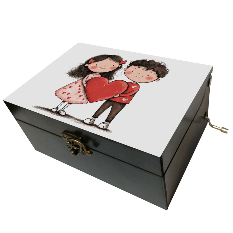 جعبه موزیکال مدل هندلی طرح دختر و پسر و عشق کد 1188
