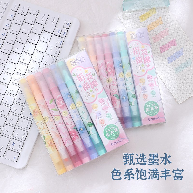 هایلایتر پاستلی معطر دو سر مدل Floral برند WENZHOU BOCAI