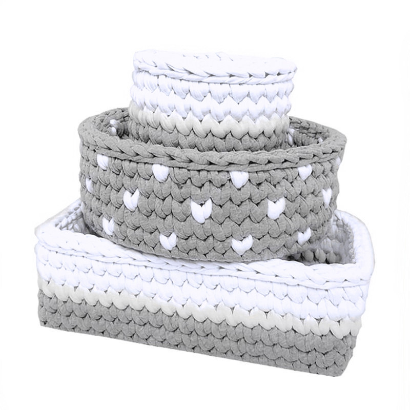 سبد قلاب بافی تریکو طرح سیسمونی کودک کد 05 مجموعه 3 عددی