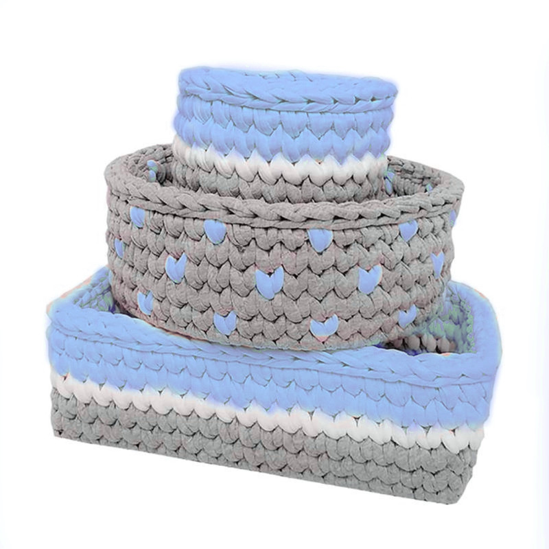 سبد قلاب بافی تریکو طرح سیسمونی کودک کد 051 مجموعه 3 عددی