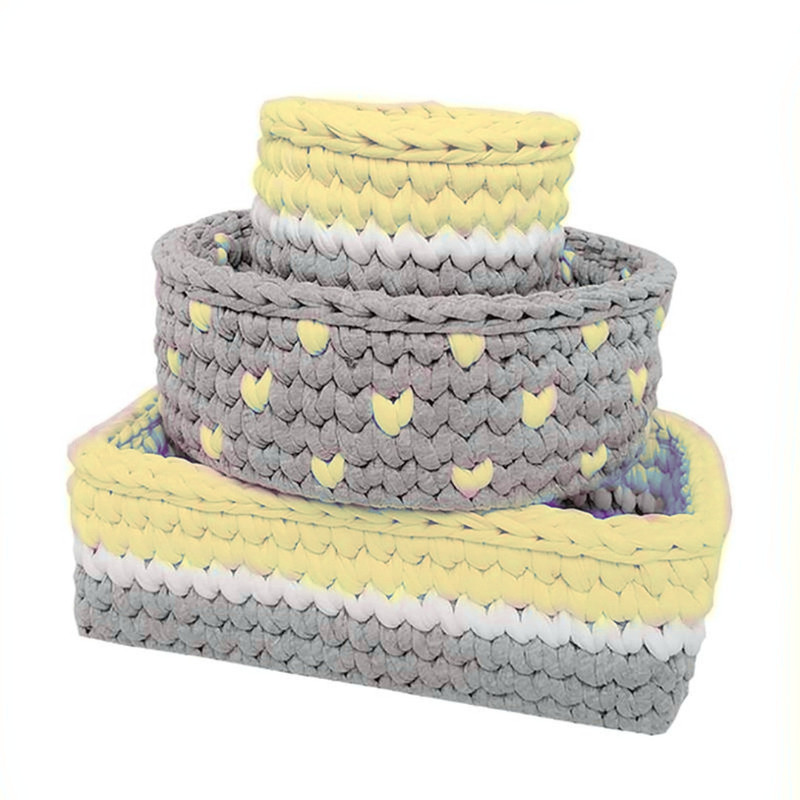 سبد قلاب بافی تریکو طرح سیسمونی کودک کد 015 مجموعه 3 عددی