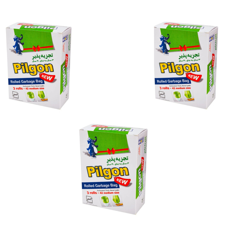 کیسه زباله پیلگون مدل A7 بسته 42 عددی مجموعه 3 عددی