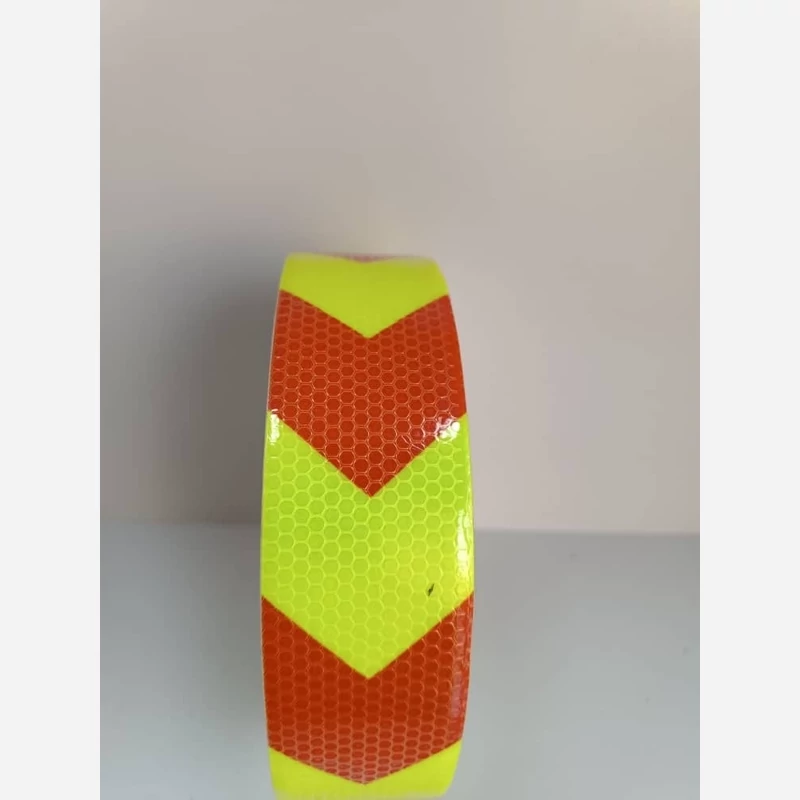 برچسب شبرنگ لانه زنبوری فلش  5 سانتی قرمز و فسفری