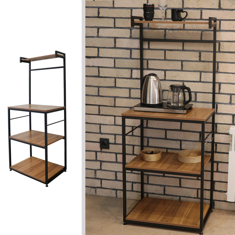 کافی بار شلف آشپزخانه فلزی و چوبی