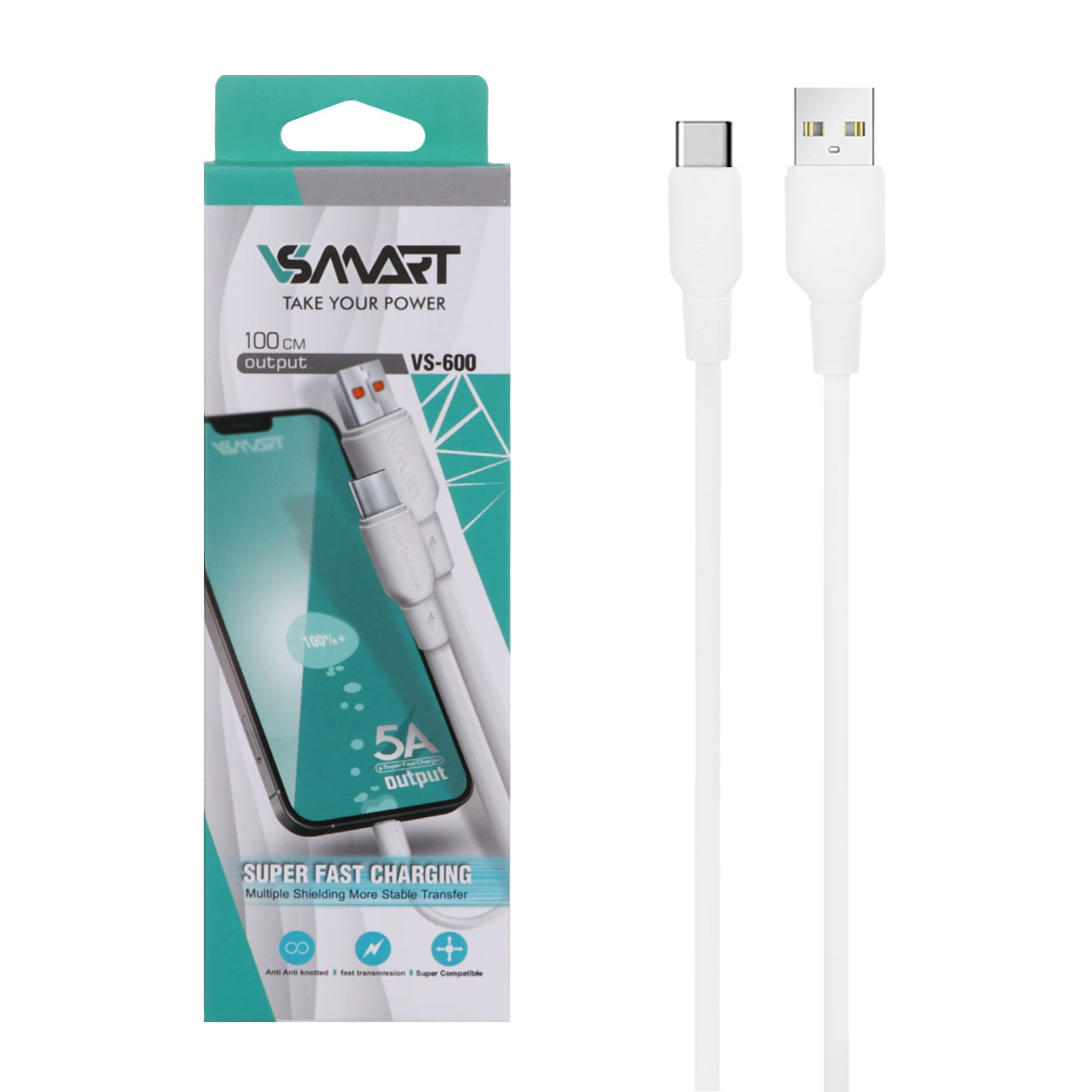 کابل شارژ فست V-Smart Type-C مدل VS-600