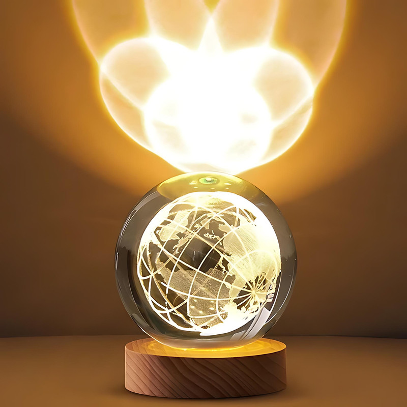 چراغ خواب طرح گوی کریستال مدل کره زمین کد JIMI110 مبلمونسرا مدل 233289
