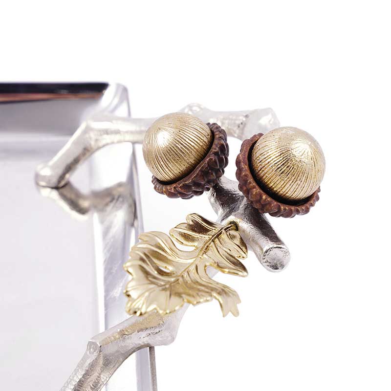 سینی بلوط فلزی مستطیل کوچک نقره ای برند ریتون