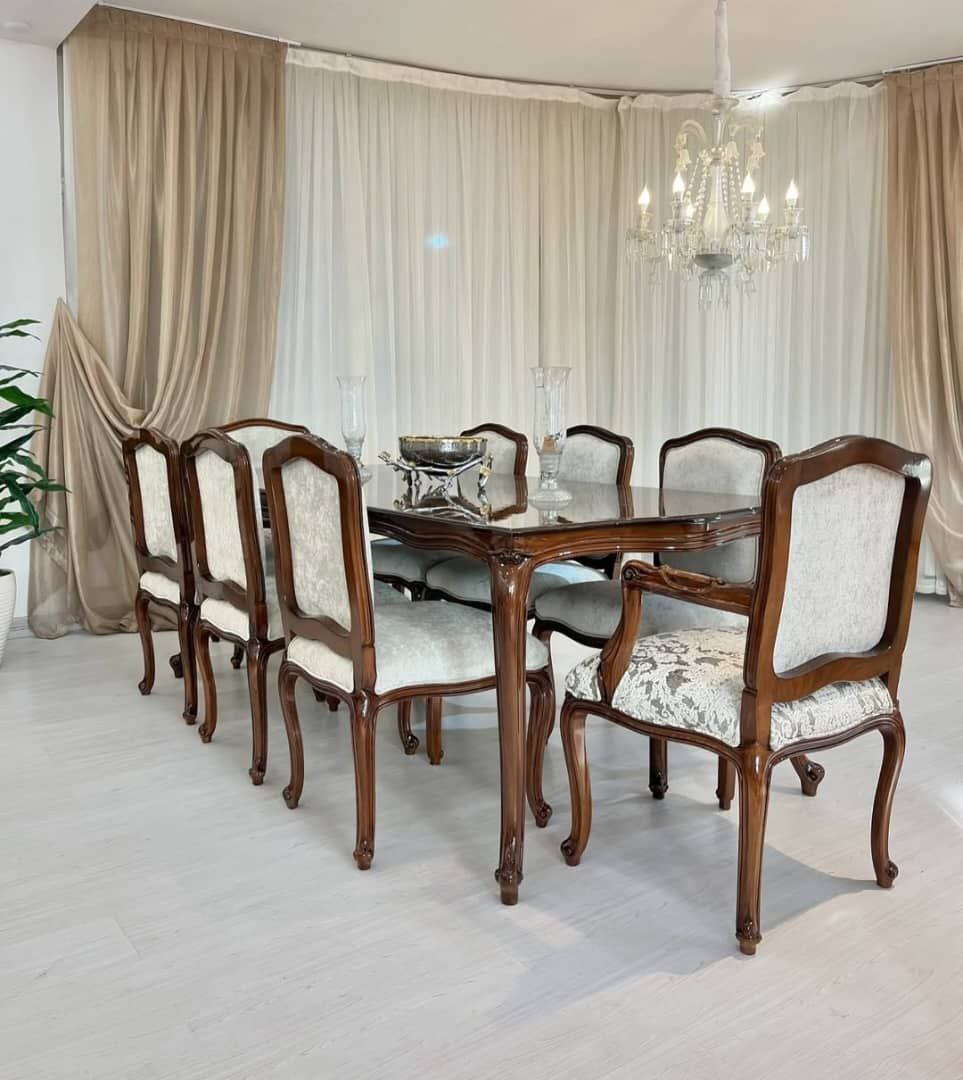 میز ناهار خوری چوبی 8 نفره فرانسوی کوئین
