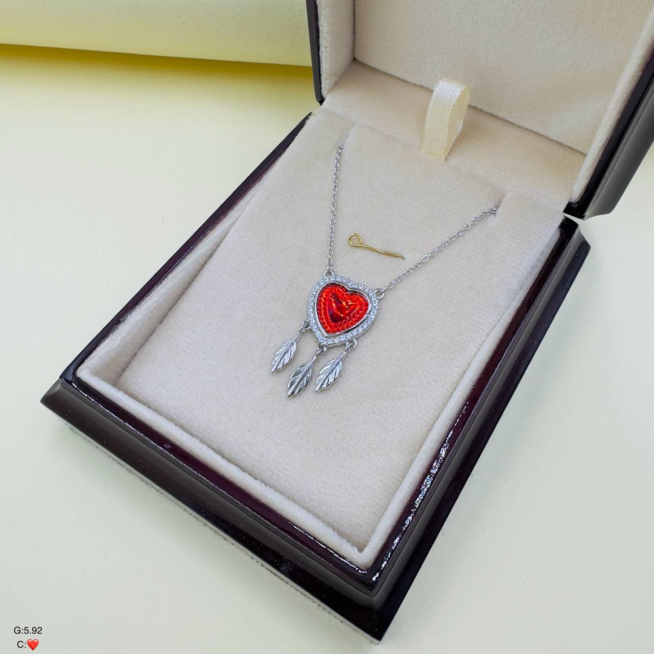 پلاک زنجیر نقره زنانه | مدل دریم کچر قلب کد SWPZ87