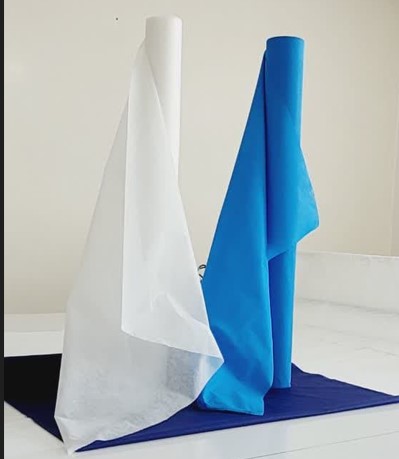 رول ملحفه یکبار مصرف عرض 80 سفید و آبی 20 متری 17 گرم