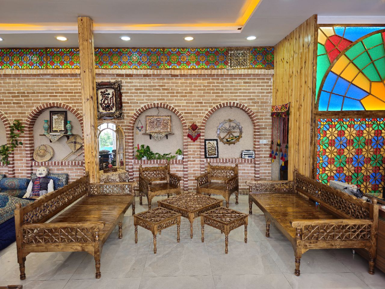 ست مبلمان چوبی شمس فندقی 8 نفره