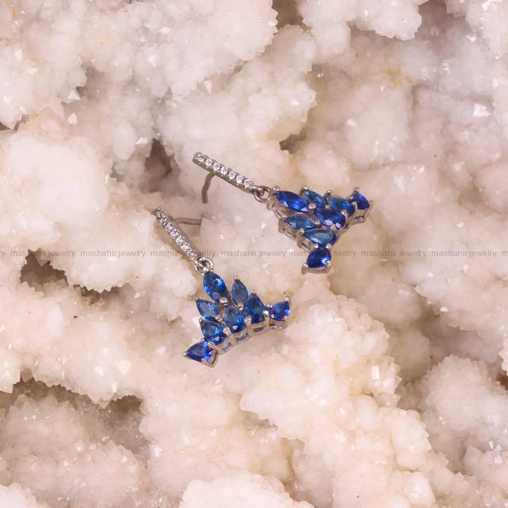 گوشواره طرح یاقوت کبود زنانه کد 5899