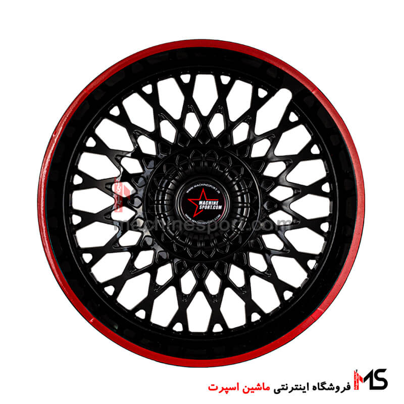 قالپاق طرح رینگ مشکی دور قرمز پاور سایز 13