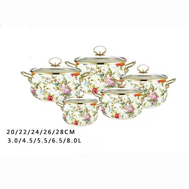 خانه و آشپزخانه پریلند - ست قابلمه 10پارچه لعابی درب پیرکس w6094 (پست پیشتاز پس کرایه)