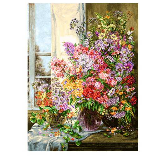 نخ و نقشه تابلو فرش گل و گلدان کد 25239