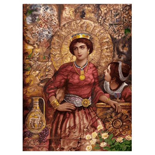 تابلو فرش ایرانی دخترقاجار کد 29049