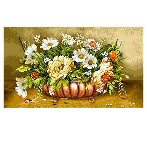 نخ و نقشه تابلو فرش گل و گلدان کد 25028