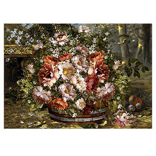 تابلو فرش گل وگلدان کد 25014 نخ و نقشه