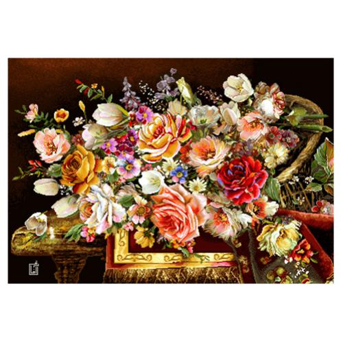 نخ و نقشه تابلو فرش گل و گلدان کد 25131