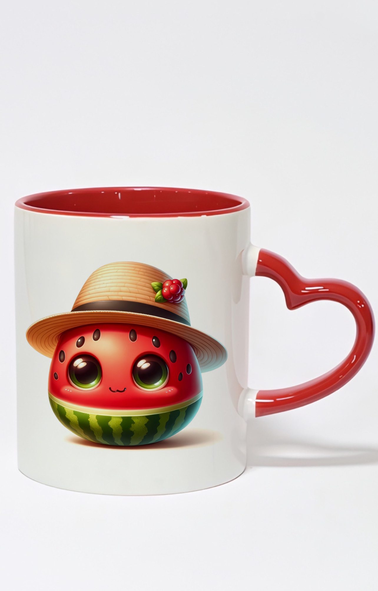 ماگ دسته قلبی رنگی طرح هندوانه شب یلدا کد 10347