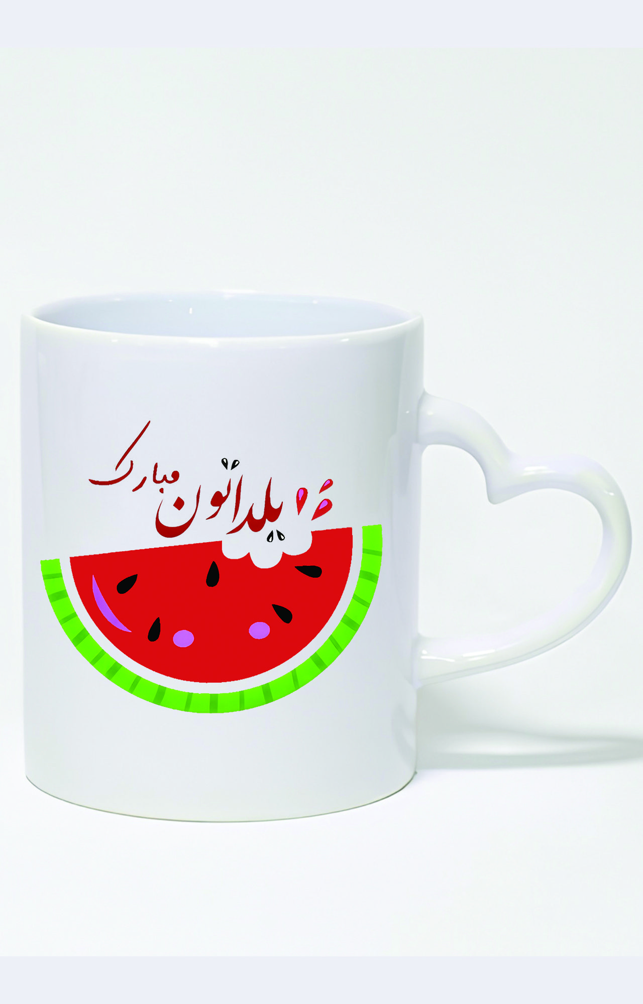 ماگ دسته قلبی طرح شب یلدا کد 3760 مبلمونسرا مدل 275518