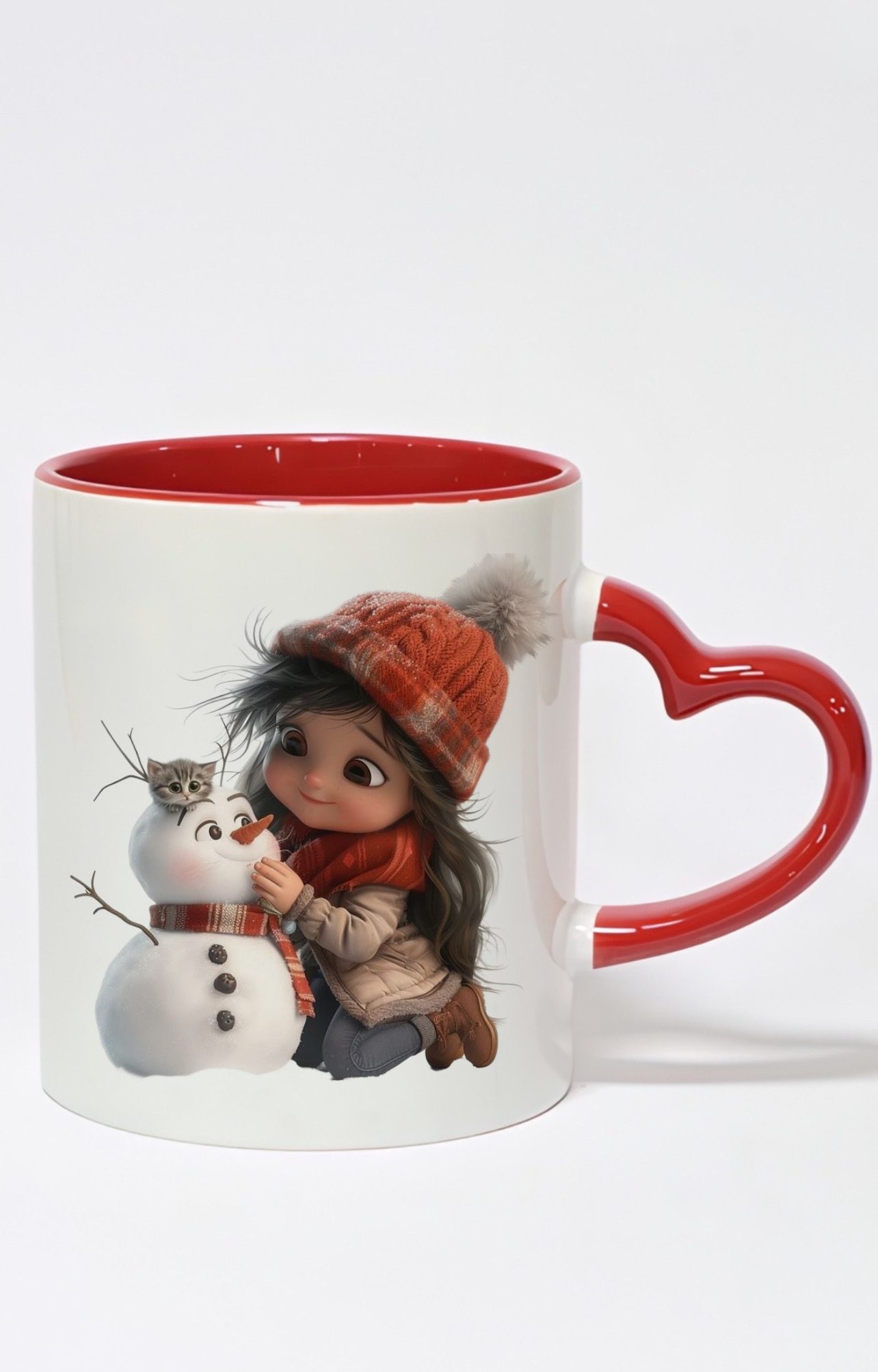 ماگ دسته قلبی رنگی طرح دختر برفی کد 10572