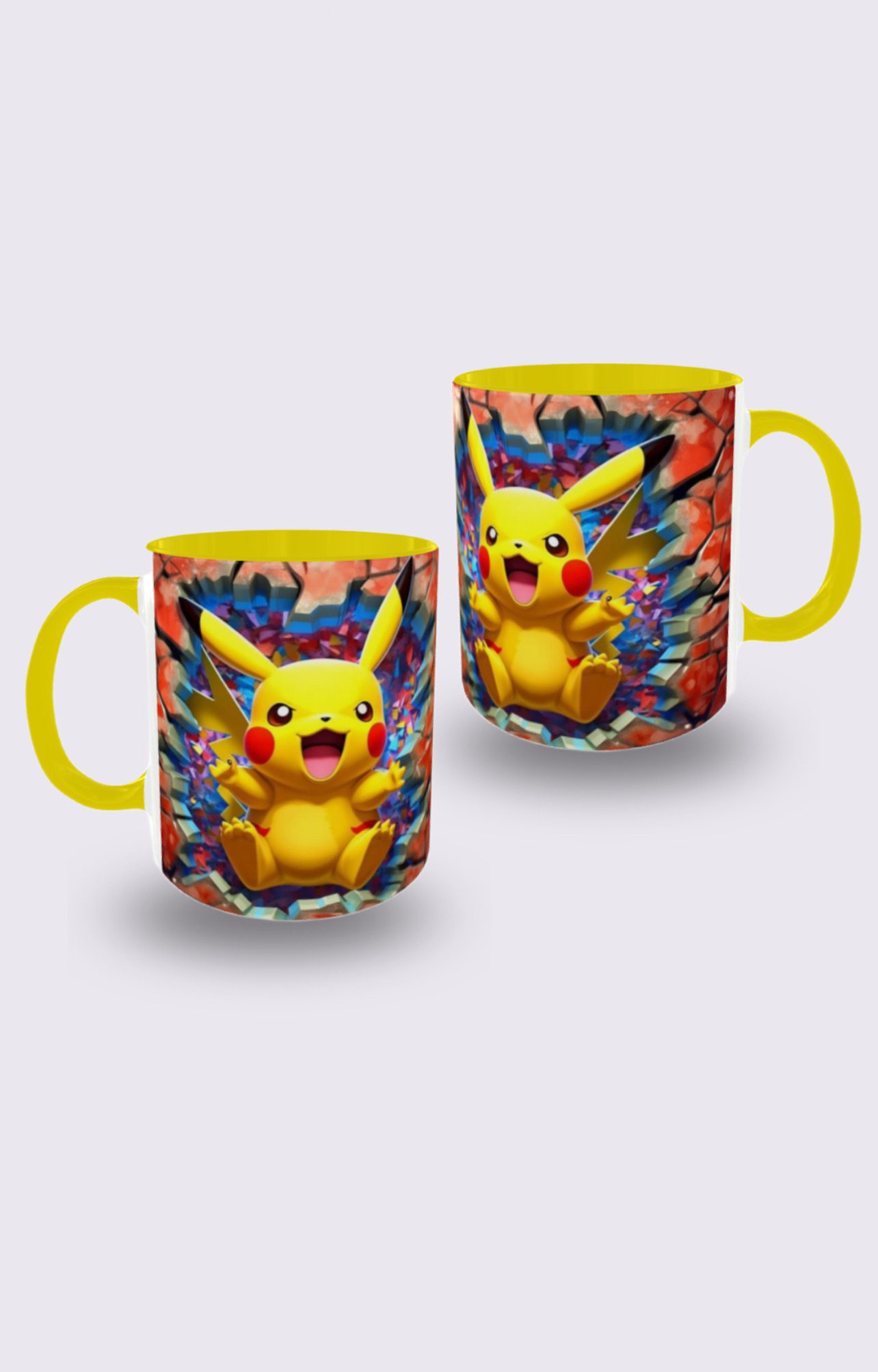 ماگ دسته و داخل رنگی طرح پوکمون کد 10696