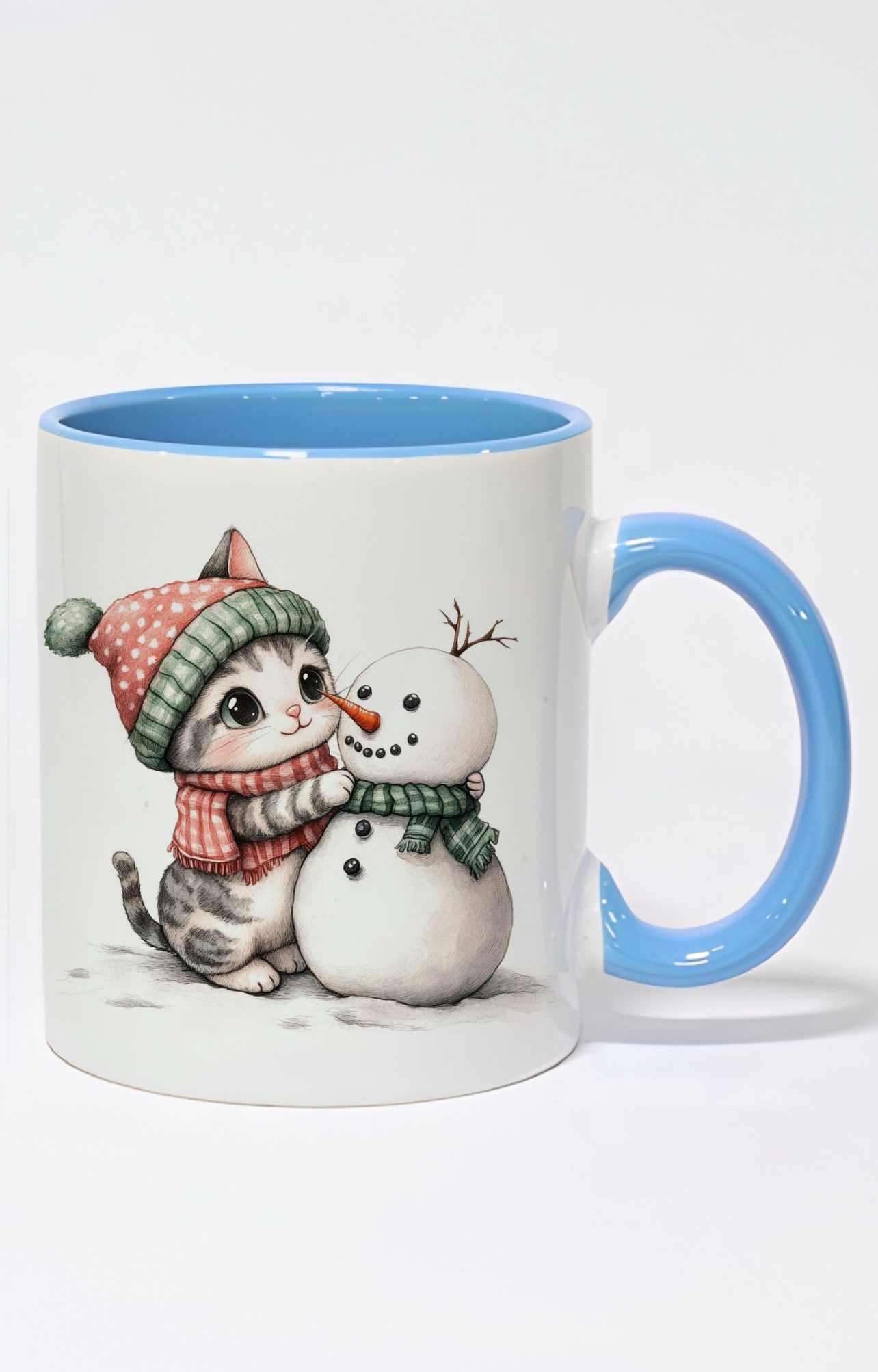 ماگ دسته و داخل رنگی طرح گربه کد 10646