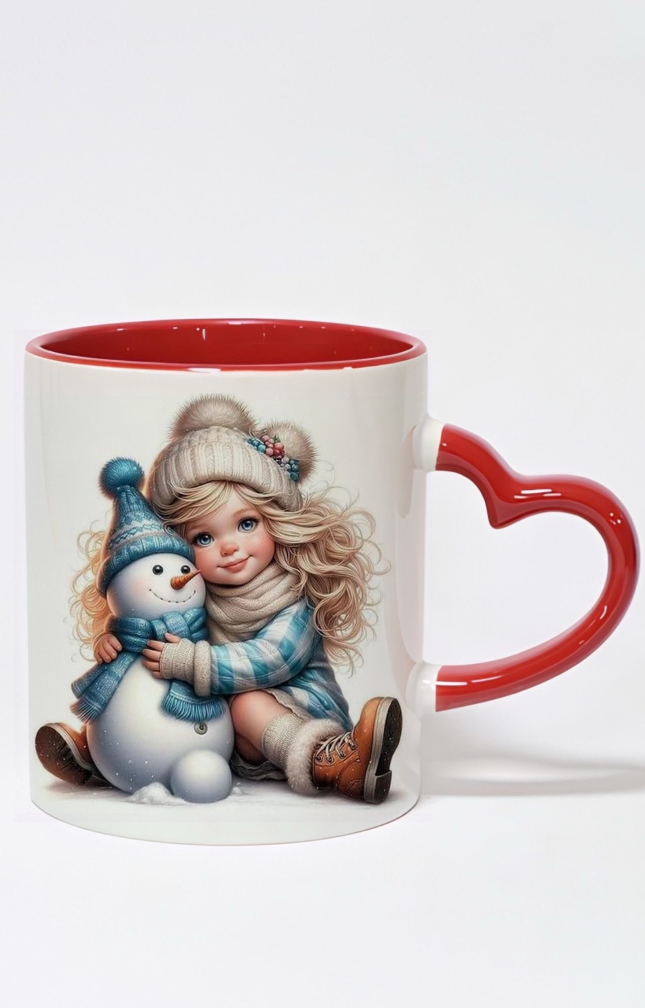 ماگ دسته قلبی رنگی طرح دختر برفی کد 10590